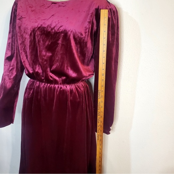Vintage 70s 80s J.M. II Womens Size 8  Purple Velour Holiday Long Sleeve - Picture 3 of 12